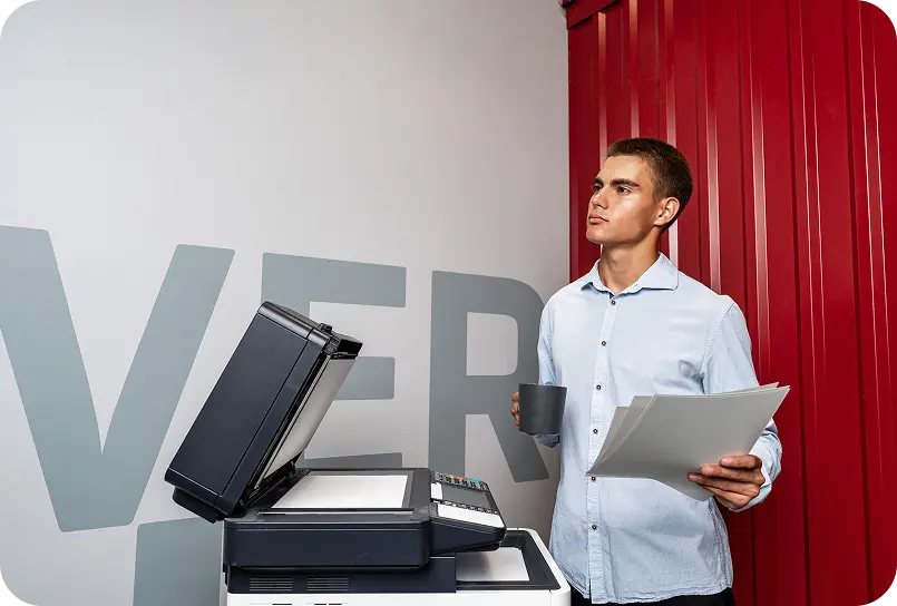 Service technician managing print devices